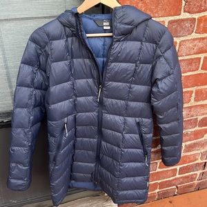 Purple REI DOWN long puffer jacket